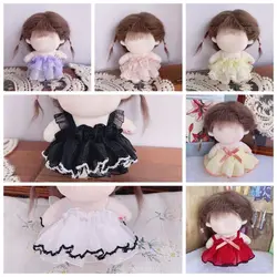 10CM Doll Clothes Fashion Suspenders Lace Princess Dress With Black Trim Plush Toys Clothes 12BJD Dolls Accessories Kids Toys