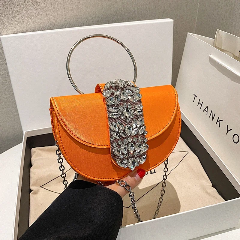 

Diamond Luxury Handbags for Women Trend Cute High Quality Crossbody Saddle Bag Lady Party Leather Fashion Female Shoulder Bag