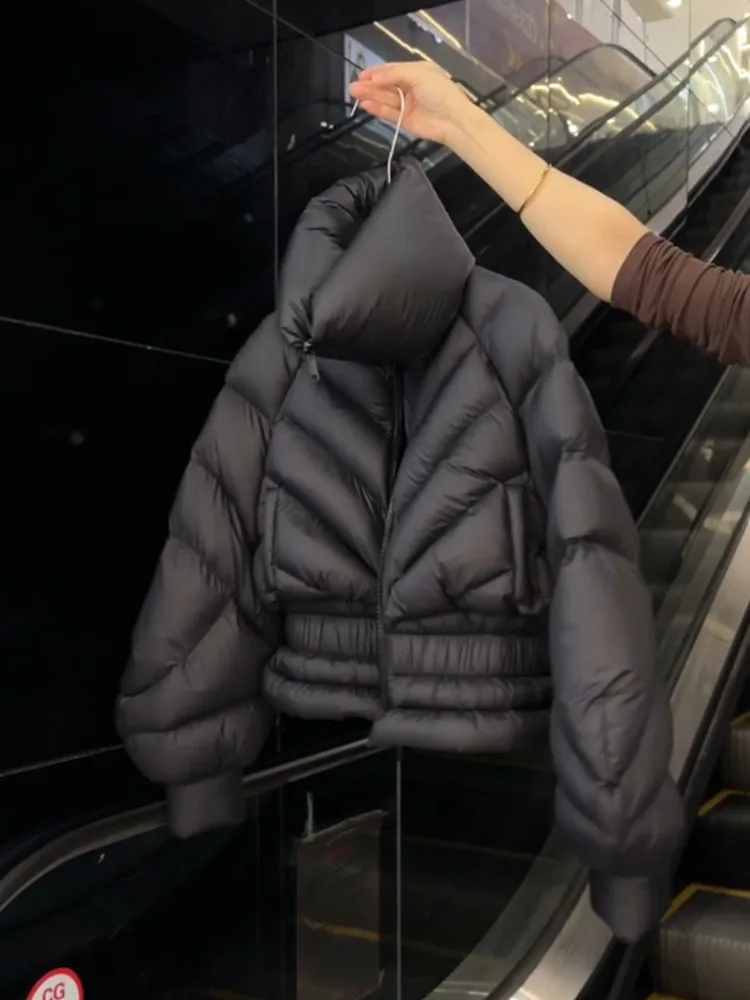 엘리 하이웨이스트 오트 블라 다운 재킷 여성용 겨울 2025 신상 슬레 한국 버전 나일론 원단 롱 코트