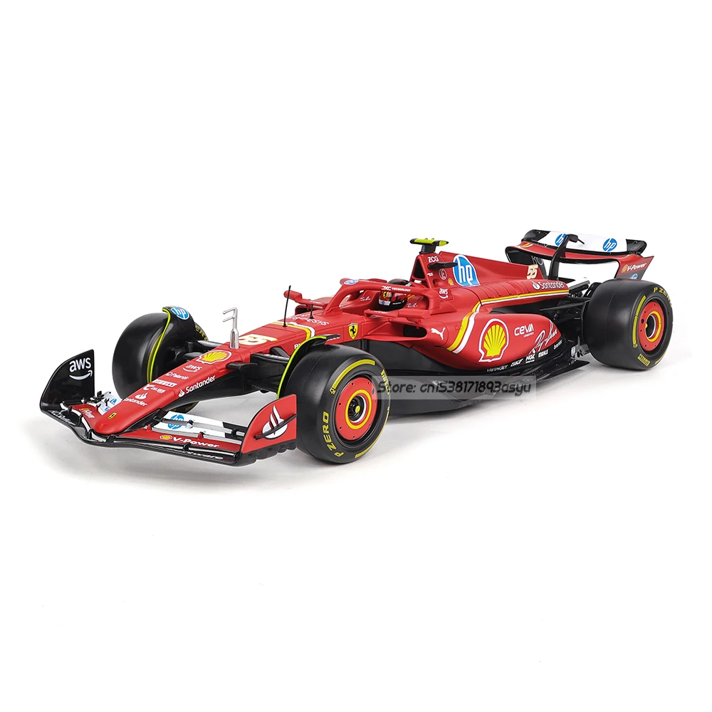 Bburago-Modèle de voiture de course en alliage, Collection de jouets de simulation, 1:18, F1 Ferrari SF24 #16 Leclerc #55 Carlos Sainz, 2024