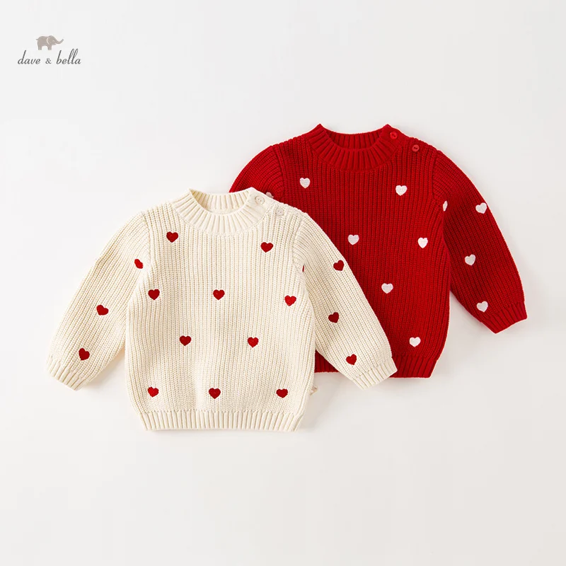 Dave Bella 2023 New Autumn Winter Girls Baby Children Tops Knitted Sweater Pullover Fashion Casual Sweet Cute Party DB4237587