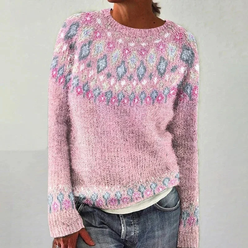 

Women's Autumn Sudaderas Round Neck Long Sleeve Print Stylish Loose Pullover Sweater Tops De Talla Grande Swetry Damskie