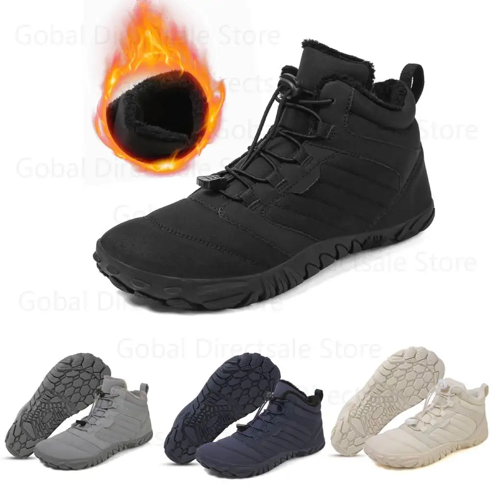 New Winter Boots for Men Women Snow Barefoot Casual Shoes Outdoor Work Shoes Ladies Warm Fur Men Ankle Shoes Male Snow Boots