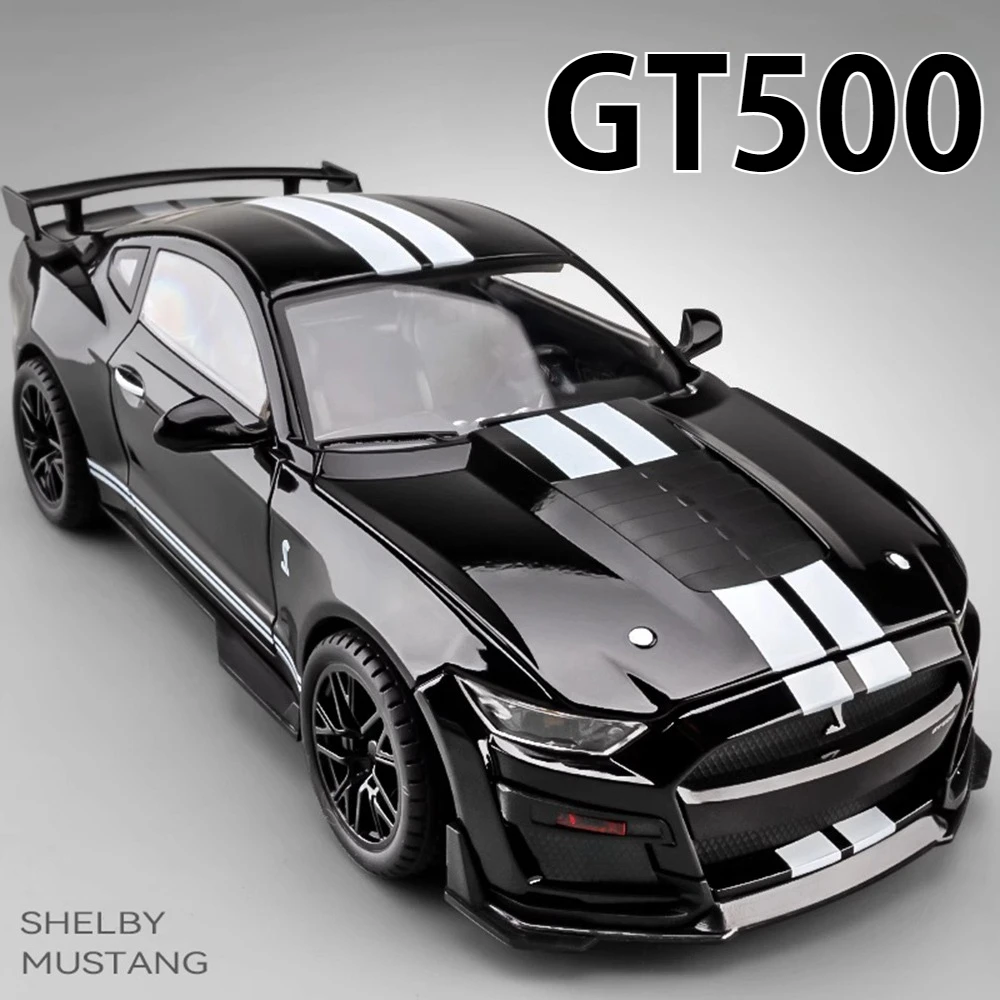 Coches de aleación Mustang GT500 Accord 1:18, modelos fundidos a presión, juguetes, 4 puertas abiertas con luz de sonido, vehículos extraíbles, regalo de cumpleaños para niños