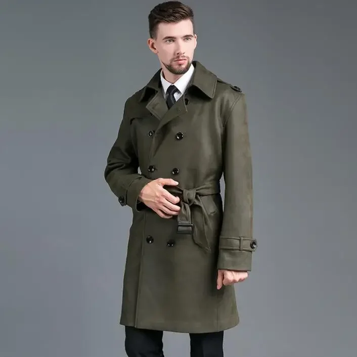 Mens trench coats man long coat men Double-breasted clothes slim fit Medium length overcoat long sleeve 2020 new designer S -4XL