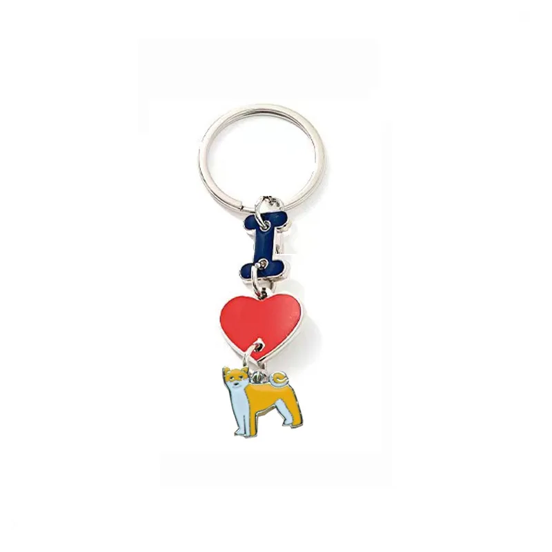 Pet Animal i love you Akita dog Keychain dog lover gifts Pendant pet Enamel Keyring Women men Bag Jewelry gifts