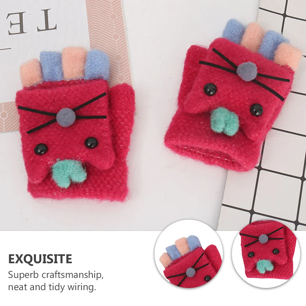 

1 пара детских перчаток с героями мультфильмов, зимние теплые вязаные перчатки для детей, яркие цвета, подарок на Рождество, Новый год, теплые вязаные очки