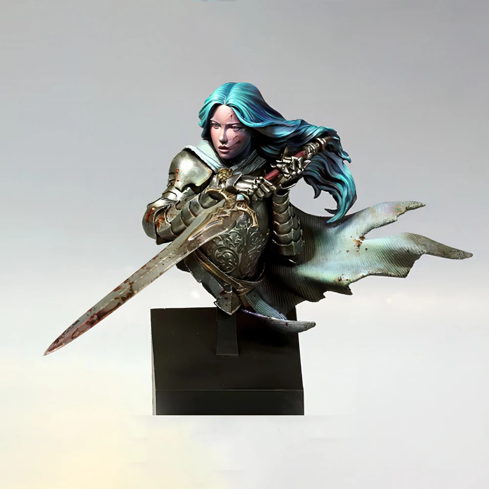 

1/10 портретная фигурка средней длины из смолы, неокрашенная модель, женский фехтовальщик с железным сердечком, в разобранном виде и неокрашенный GK