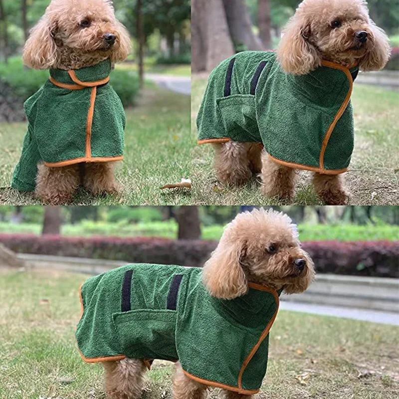 Dog Bathrobe Pet Drying Coat Clothes Microfiber Absorbent Beach Towel for Large Medium Small Dogs Cats Fast Dry Dog Accessories