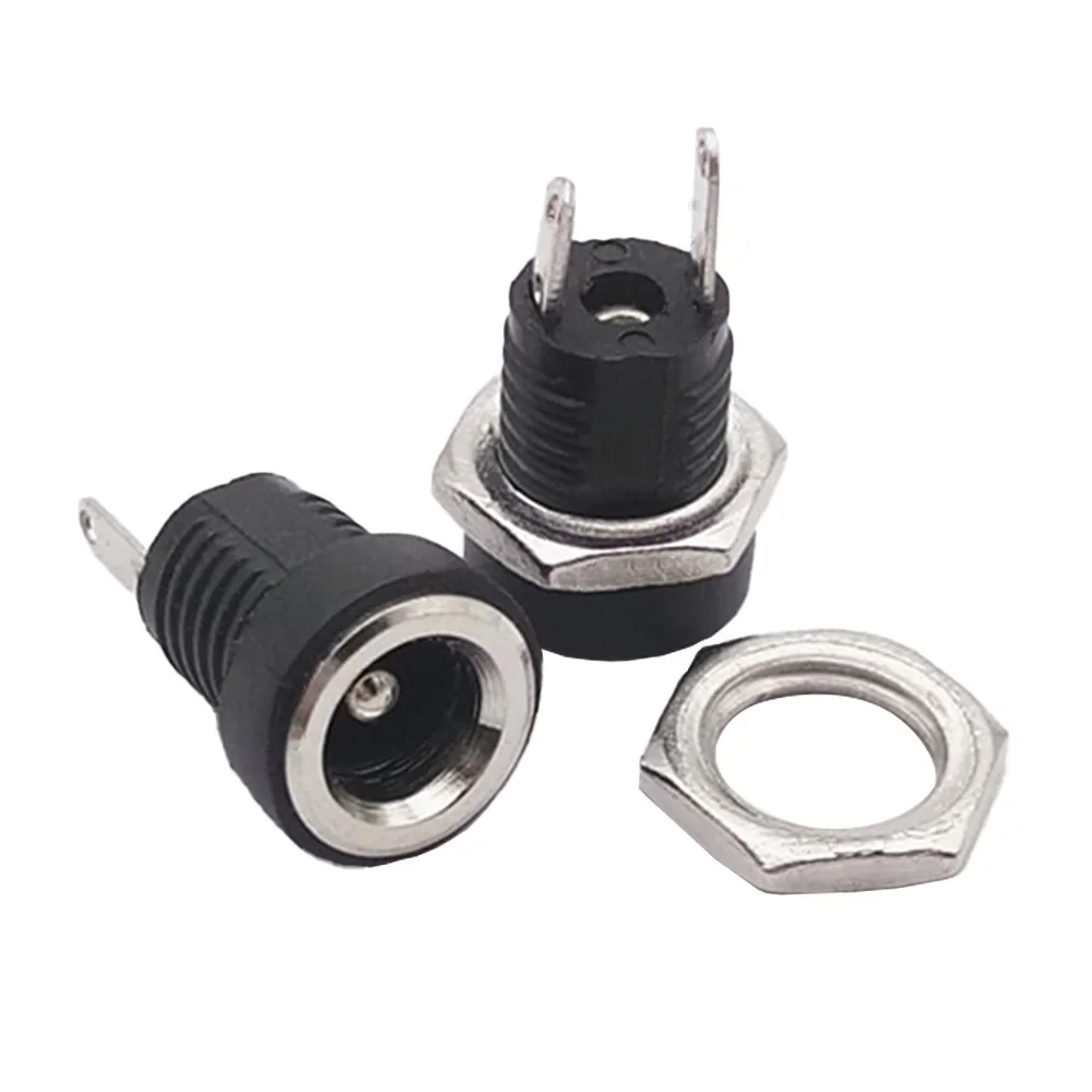 10 Pack DC022 B Power Jack Panel Mount Connector DC 5.5mm x 2.1 DC 5.5mm x2.5mm Female Solder Type Power Jack Socket