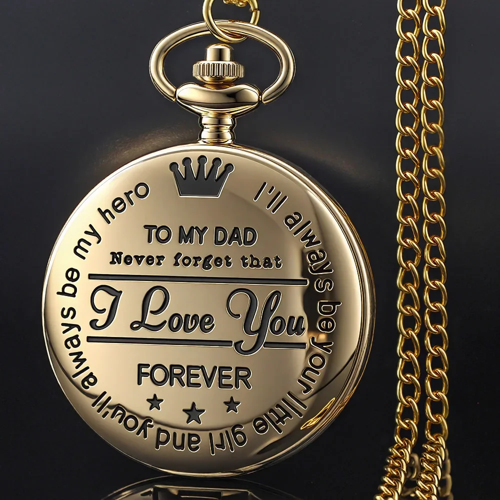 Steampunk Gold Quartz Pocket Watch Necklace for Dad and Grandpa Exquisite Watches Clock Souvenir Brithday Gift Reloj Hombre