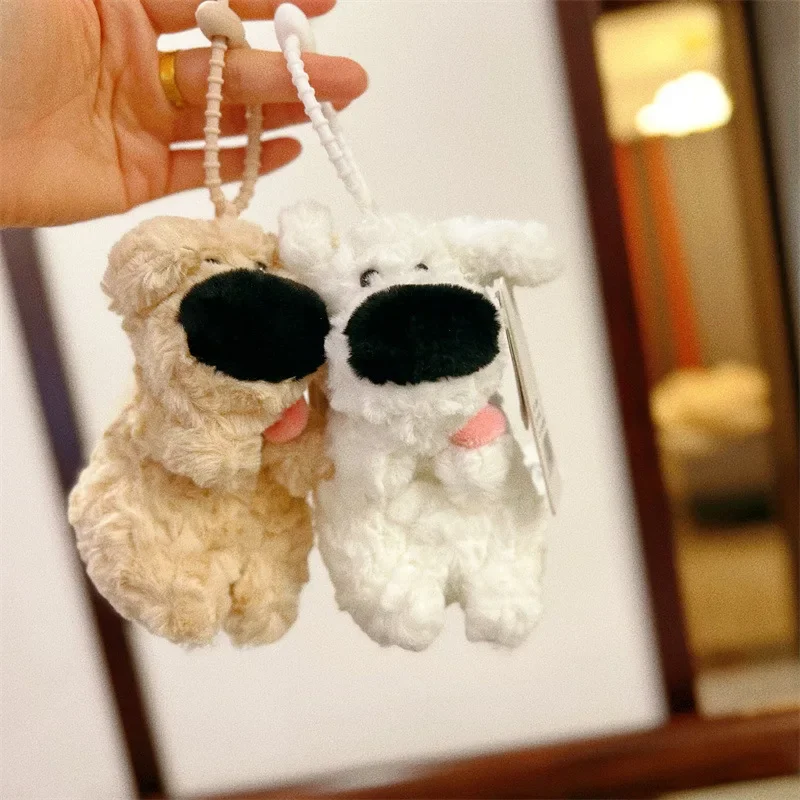 Stuffed Animals Plush Big Nosed Dog Plush Toy Pendant Kawaii Little Dog Girl Heart Super Cute Keychain Brithday Gift for Friend