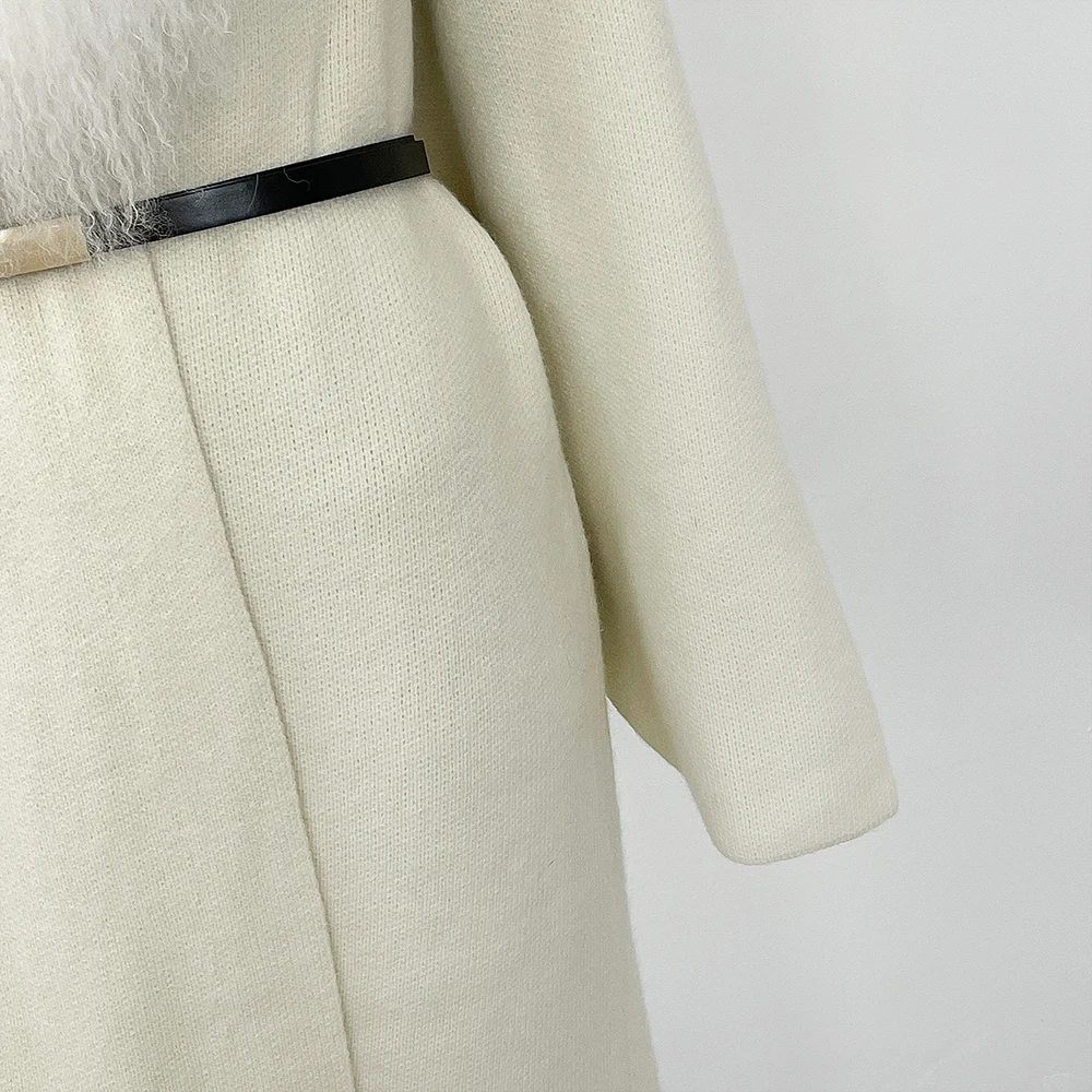 FURYOURSELF Długi Ciepły Pasek Odzież Damska Moda Ubrania Transportowe Zimowy Kardigan Damski Prawdziwy Mongolski Sweter z Owczej Skóry