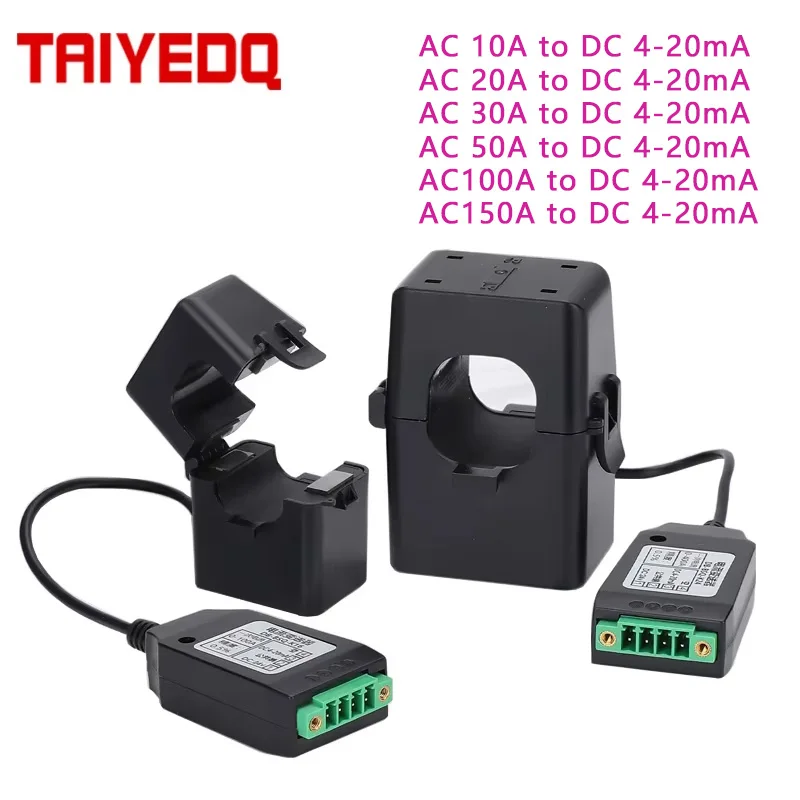 1PC Open Type Current Transmitter Flame Retardant Shell Pure Copper Coil 4-20mA AC to DC
