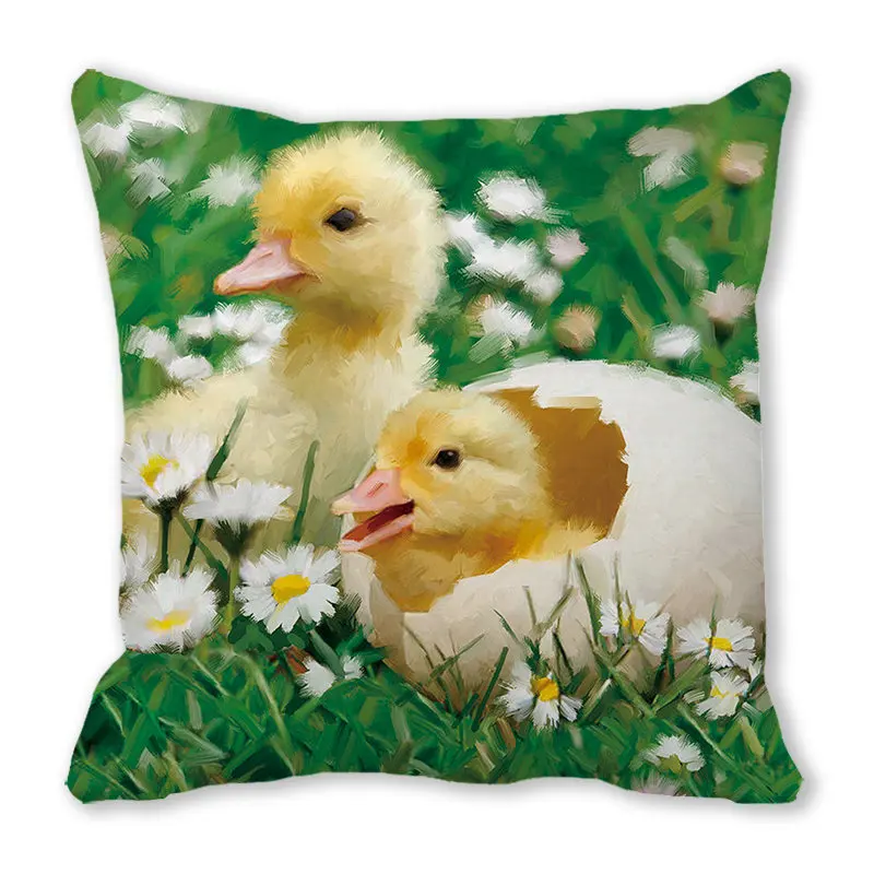 Home Decor Spring/Summer Pillowcase Animal Cat Dog Duck Sheep Print Cushion Cover Sofa Polyester  funda de almohada