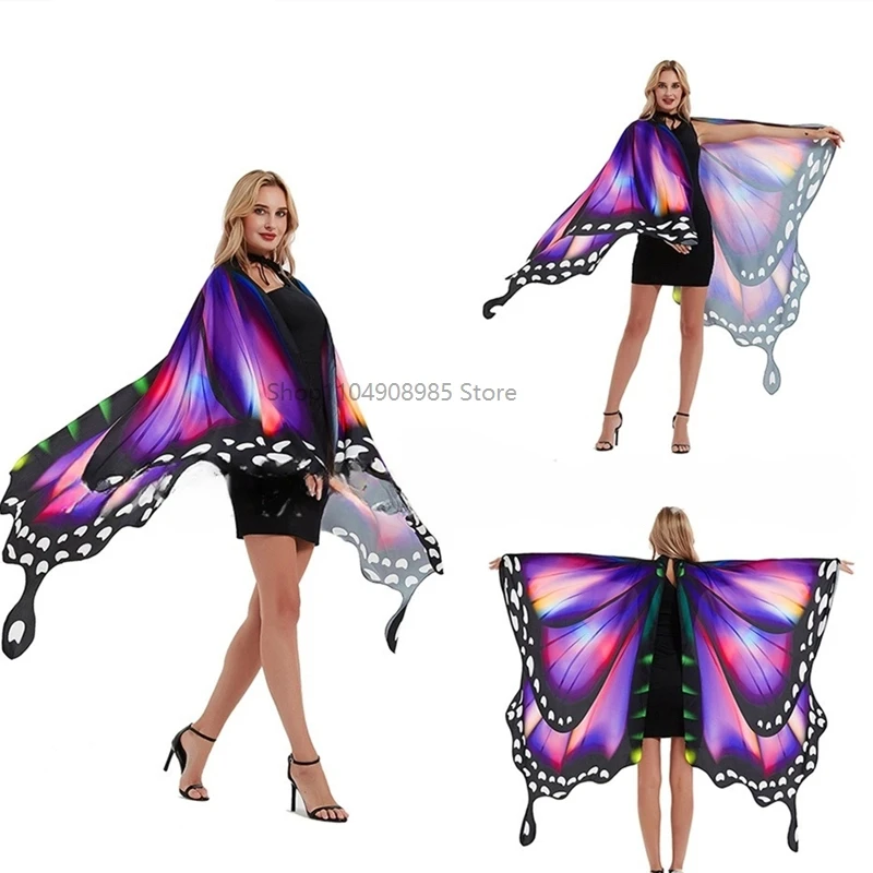 Disfraz de alas de mariposa, chal para adultos, Hada, Festival, bufanda para Cosplay, vestido de Halloween, capa de ala colorida, ropa de escenario, nuevo