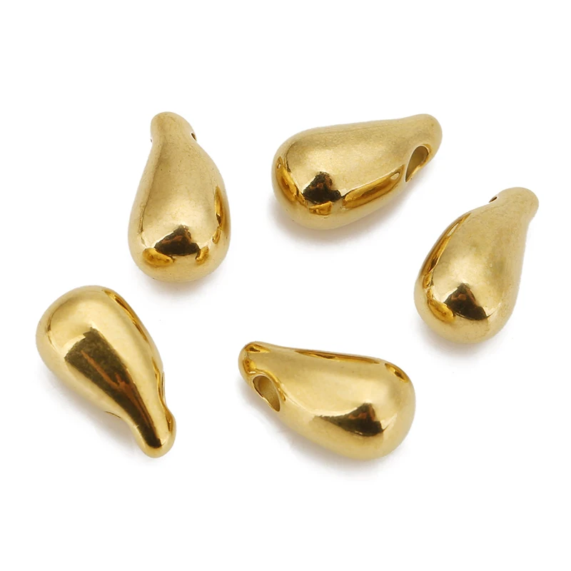 10pcs/lot Polish Gold Stainless Steel Horn Waterdrop Charms for DIY Earrings Necklace Jewelry Making Supplies Accessories Bulk