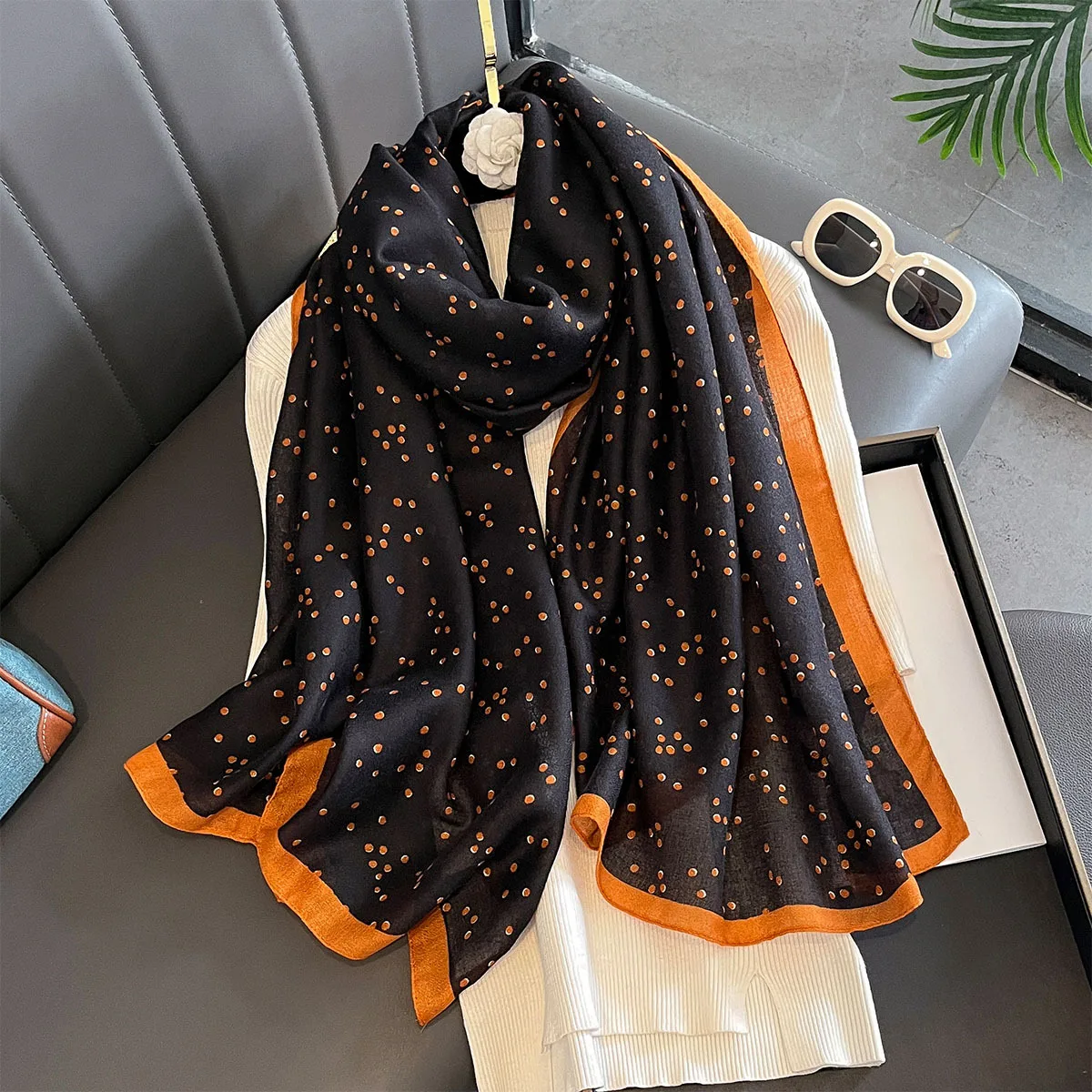 

Роскошный шарф с принтом в горошек для женщин, элегантная шаль, женский хиджаб, шейный платок, мягкие шарфы с пятнами для дорожной одежды