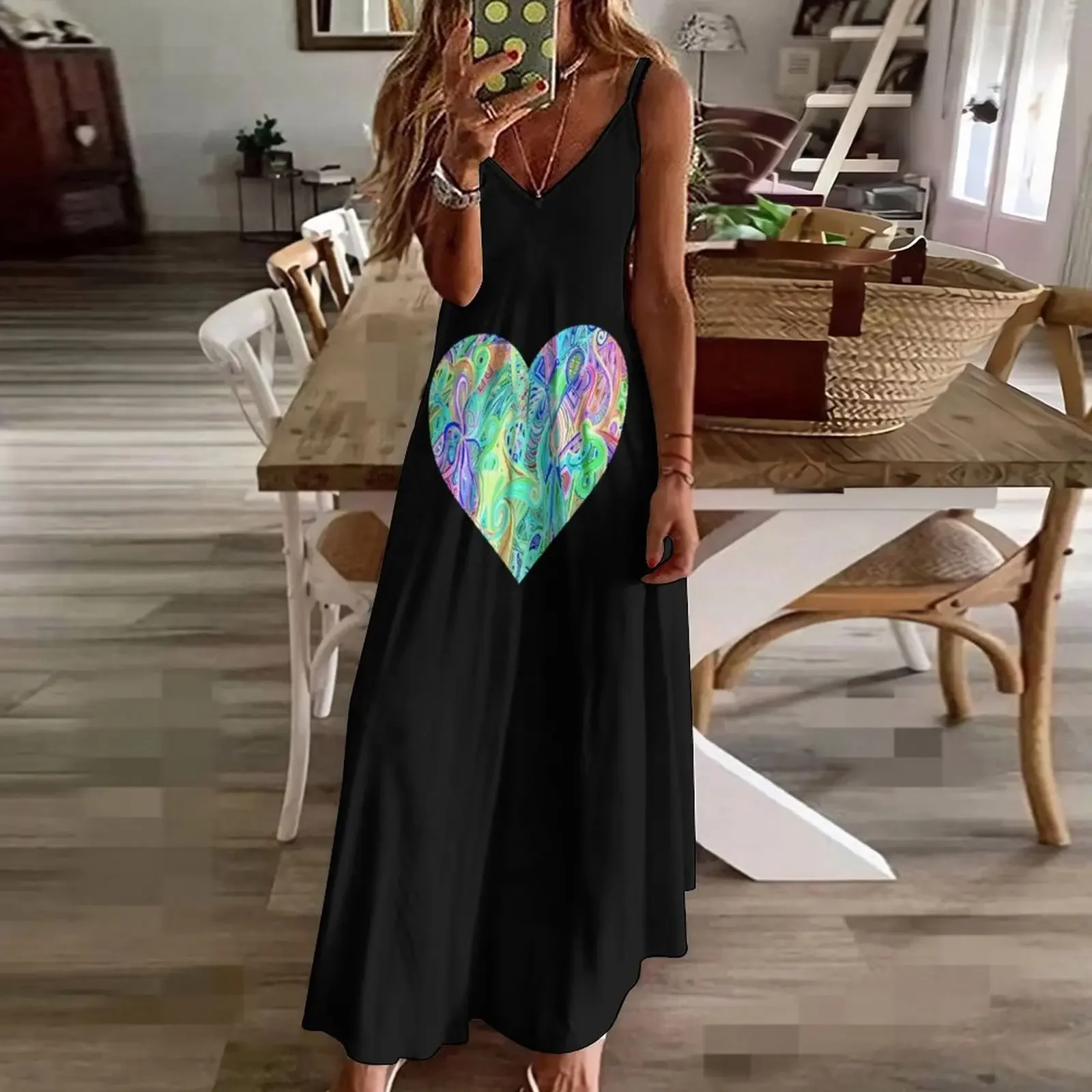 Extreme Neon Glow Black Light Rave Heart Party Sleeveless Dress dress women elegant luxury Dress woman