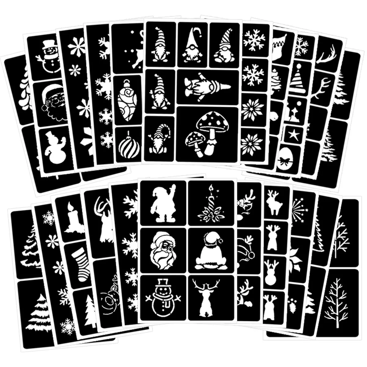 

Merry Christmas Face And Body Tattoos Templates Painted Stencils Glitter Airbrush Tattoos Patterns Kit For Carnival party