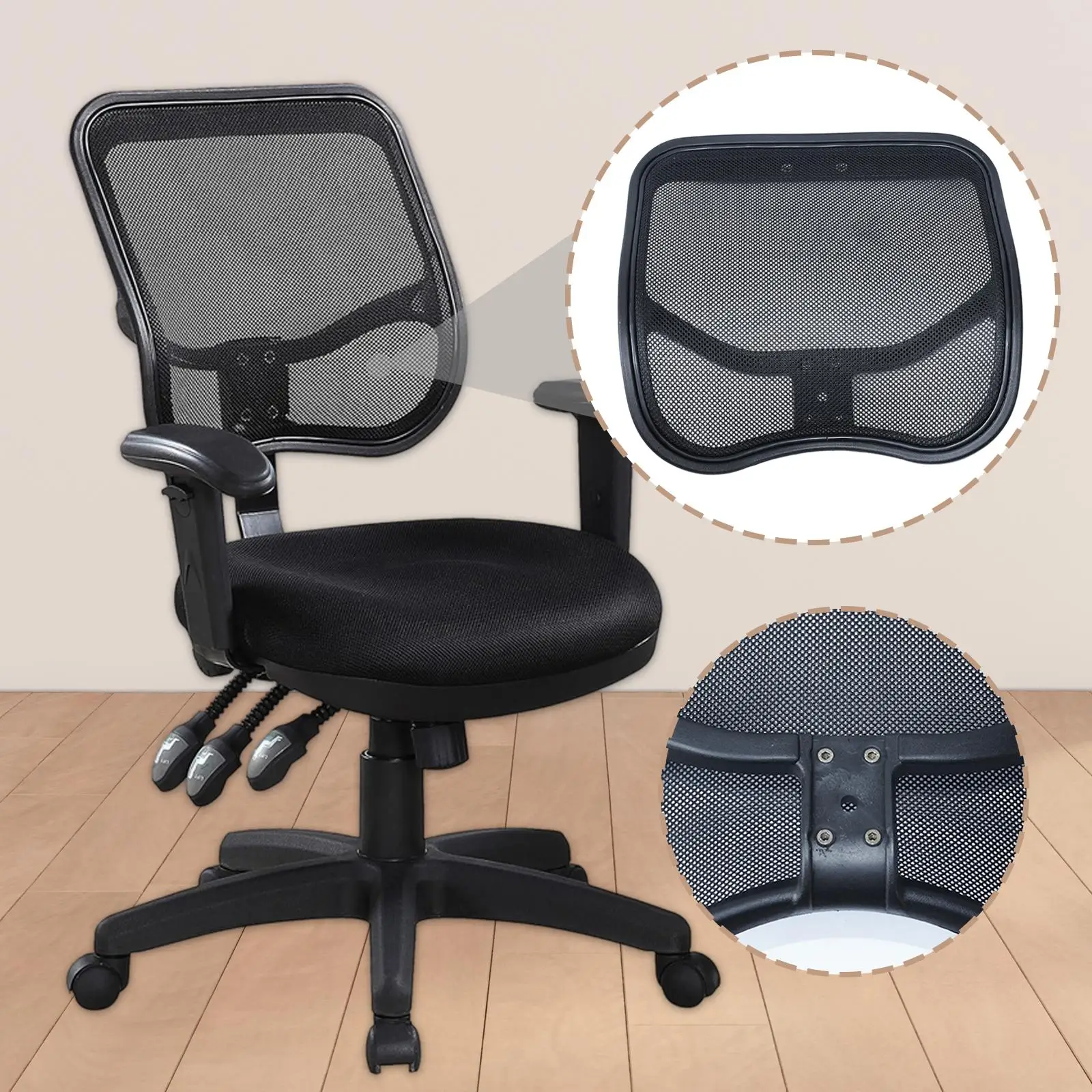 Dossier de chaise de bureau facile à installer, Support de dossier de chaise ergonomique en maille pour la maison