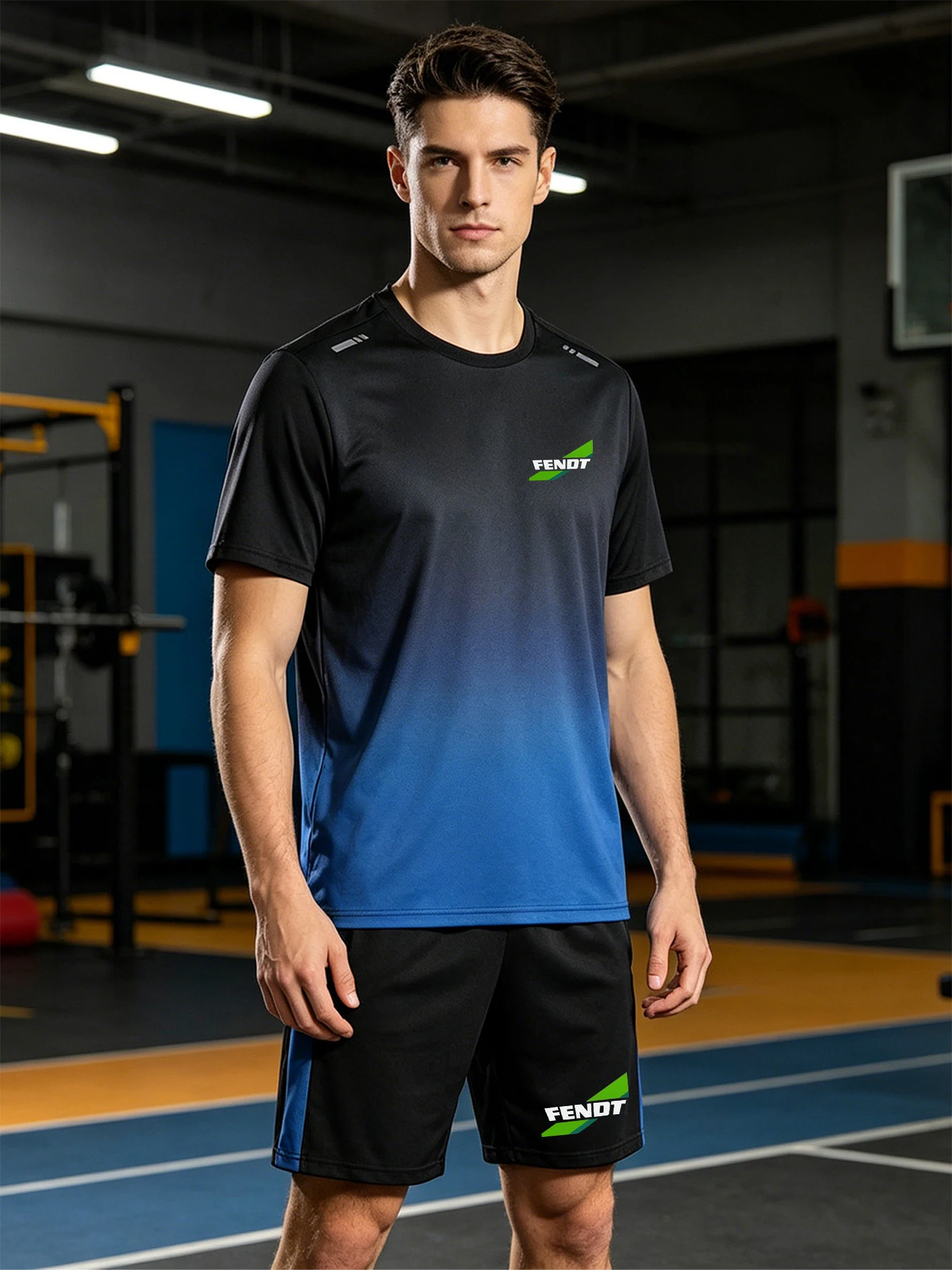 

Men's FENDT Gradient Short Sleeve Tracksuit, Quick-Dry, Wrinkle-Resistant, Durable, Shape-Retentive,