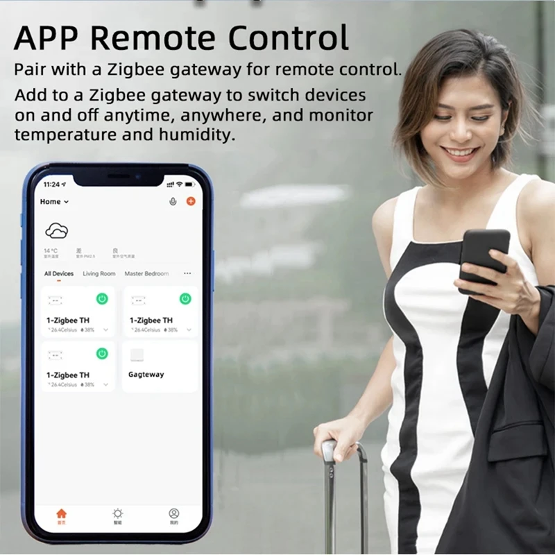 【CLEARANCE】Tuya Zigbee 1 Gang Smart Switch With Temperature Humidity Sensor,Tuya Smart Life APP,Passive Dry Contact Relay