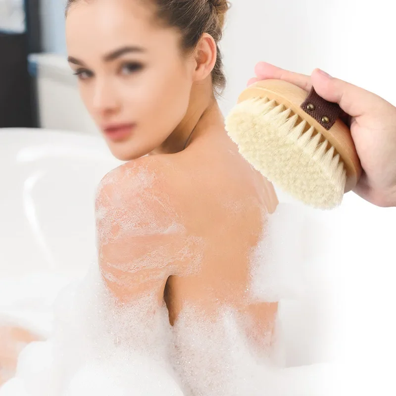 Natural Soft Bristle Bath Wood Brush Dry Body Wash SPA Massage Household Practical Skin Exfoliates Body Cleaning Scrubber