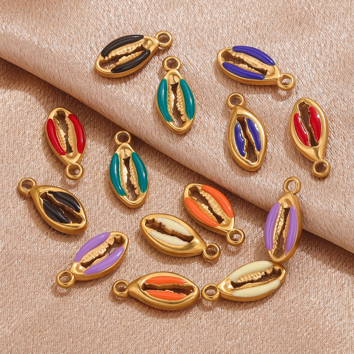 4/5 PCS Stainless Steel Summer Enamel Conch Pendant for Women's Bracelet Jewelry Making DIY Earring Jewelry Crafts Connector