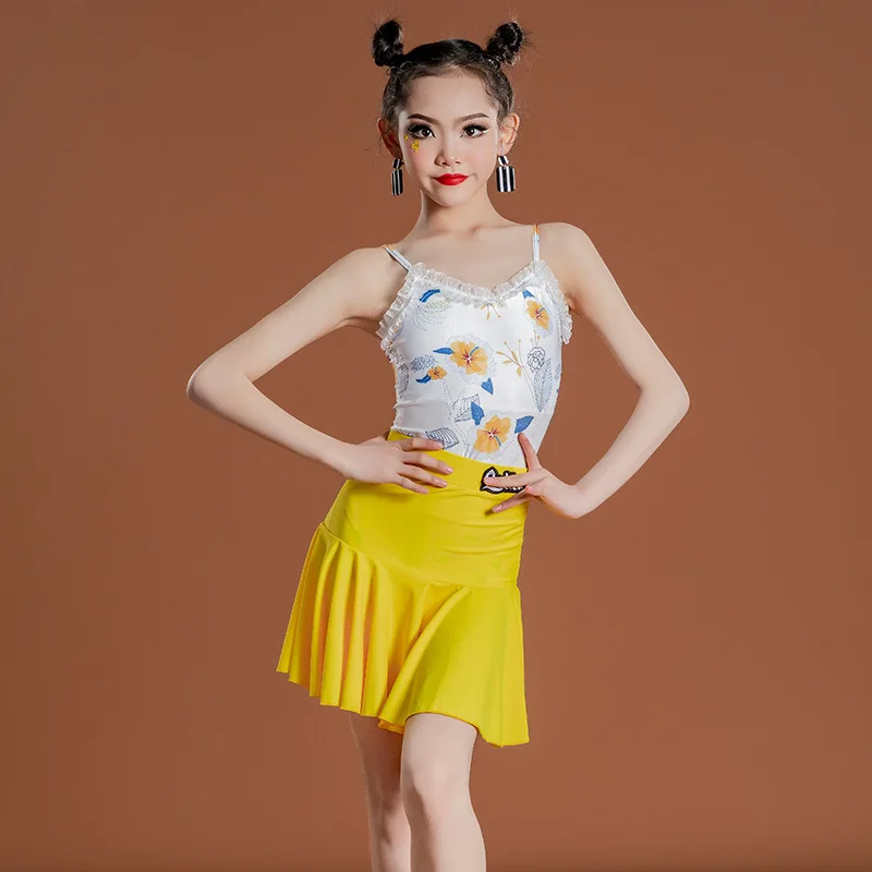 

Customized Children's Latin Dance Suit Performance Dress Women's Practice Clothing Girls' Latin Dance Skirt платье бахрома