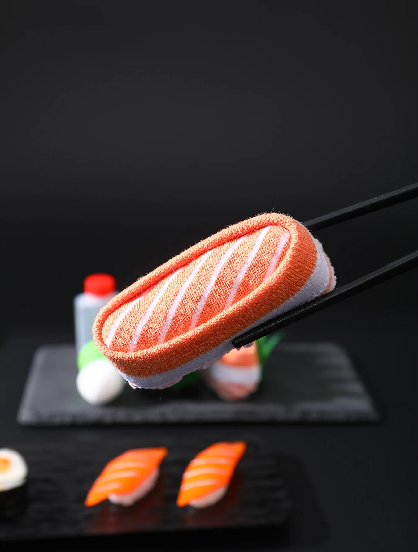 زوجان من جوارب السلمون المبتكرة والمثيرة للاهتمام، صندوق هدايا على طراز موسم عيد الميلاد #3