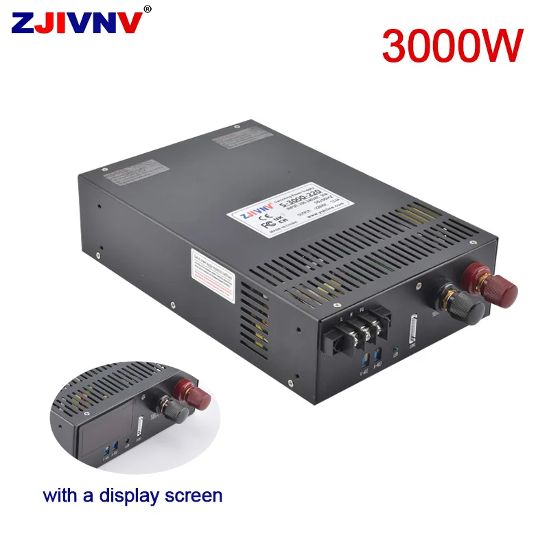 ZJIVNV 3000W Adjustable Switching power supply AC-DC converter 0-12V 24V 36V 48V 60V 72V 80V 90V 110V 150V 220V S-3000