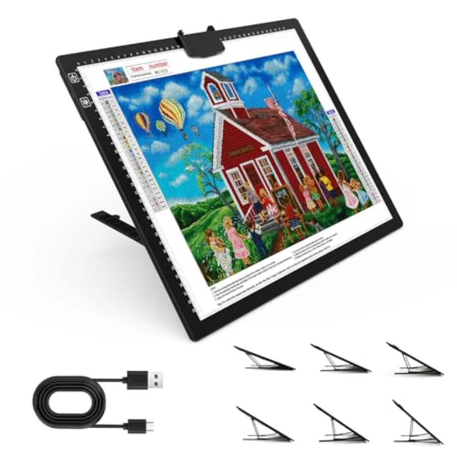 

Rechargeable A3 Light Pad Battery Powered Light Board with Foldable Stand Top Clip 3 Colors Stepless Adjustment 6-Level Brightn