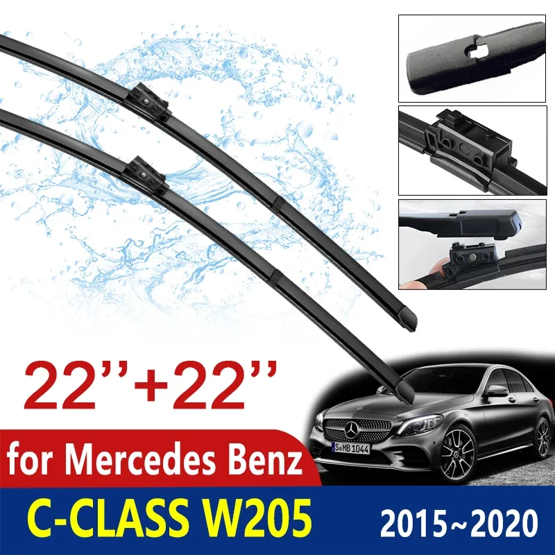 Lâminas de limpador de para-brisa de carro, para mercedes benz classe c w205, acessórios para carro, classe c c180 c200 c220 c250 c300