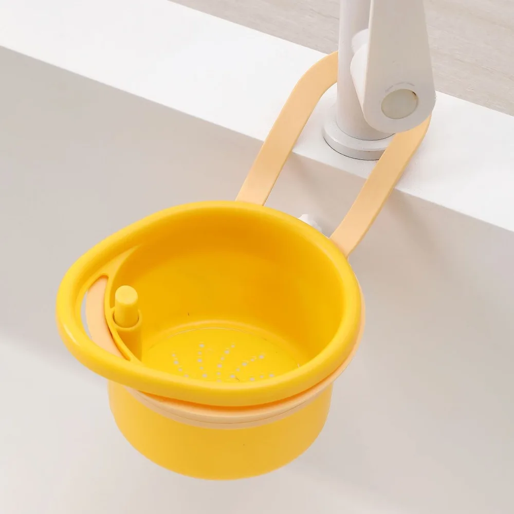 Hanging Sink Strainer Basket Detachable Quickly Drain Food Garbage Filter Press-Type Bottom Release Plastic Fruit Washing Basin
