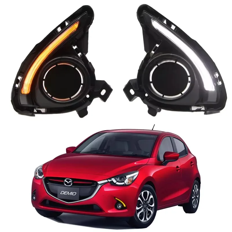 

For Mazda 2 Mazda2 Demio 2015 2016 2017 Car LED Daytime Running Light Fog light DRL Fog Lamp turn signal