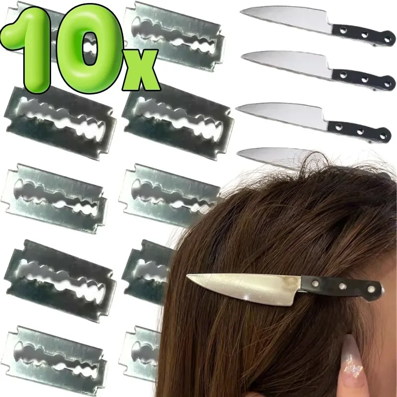 

1-10pcs Knife Shape Hair Clips Gothic Hairpins Cosplay for Women Girls Y2K Funny Creative Bangs Side Barrette Hair Accessories