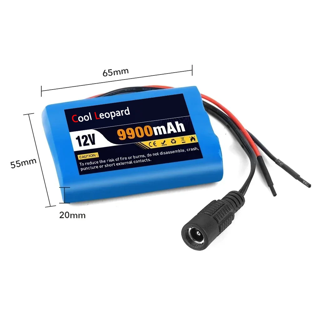 12V 9900mah portable rechargeable 18650 lithium-ion battery pack, suitable for CCTV camera monitor,Complimentary charger