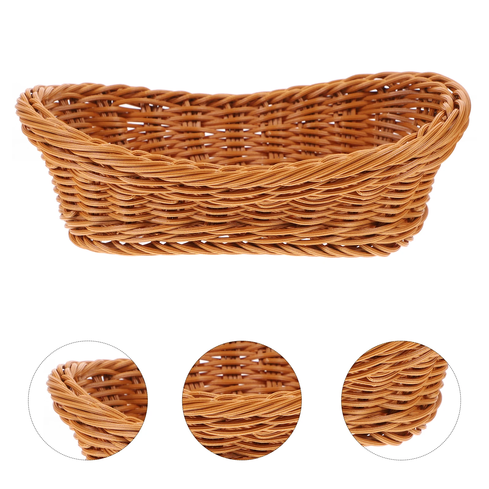 

Rattan Bread Basket Storage Kitchen Countertop Plastic Hanging Fruit Food Serving Natural Gift Premium Material Practical Stable