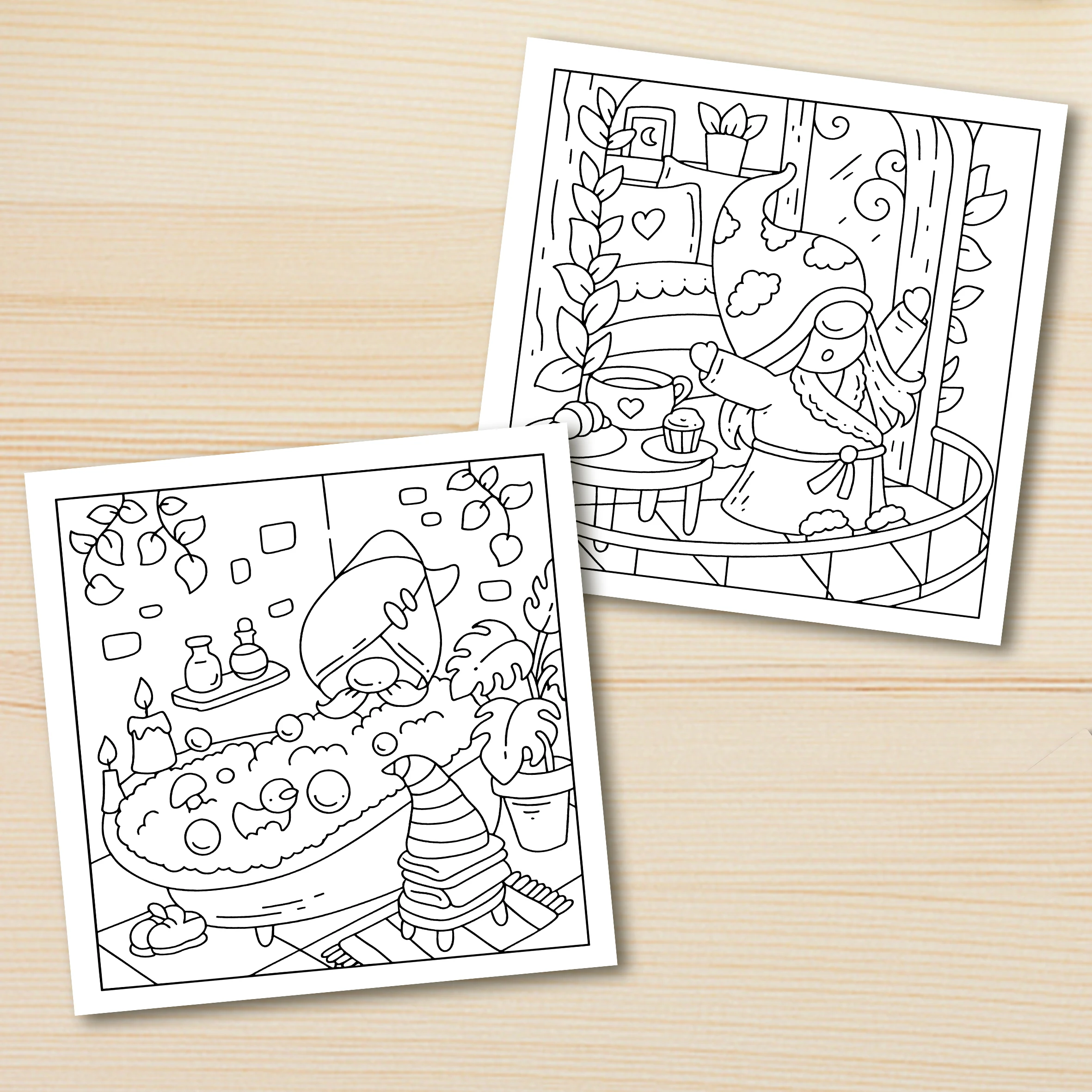 COMFY GNOMES: Coloring Book for Adults Featuring Cute Cozy Daily Activities for Relaxation (Cozy Spaces Coloring) image 5
