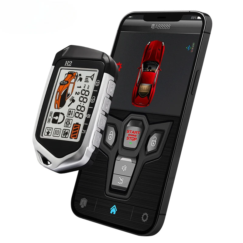 One-click start two-way car anti-theft device 1500 meters Bluetooth mobile phone control car remote vibration remote control