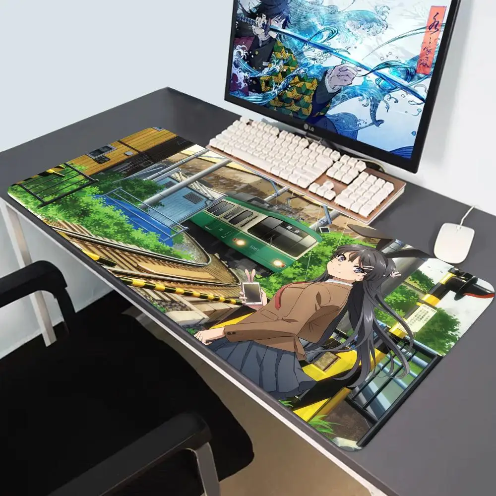 Sakurajima Mai Bunny Girl لوحة ماوس كوميدية لعبة الكمبيوتر المحمول تلعب حصيرة اضافية كبيرة Kawaii أنيمي عدم الانزلاق ماوس ملحقات ألعاب الكمبيوتر