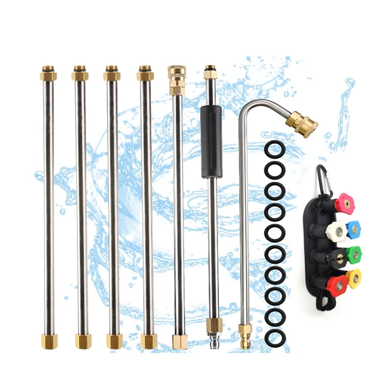 Pressure Washer Wand Extension With 1/4 Inch Quick Connect, With 7 Nozzle Tips,4000 PSI