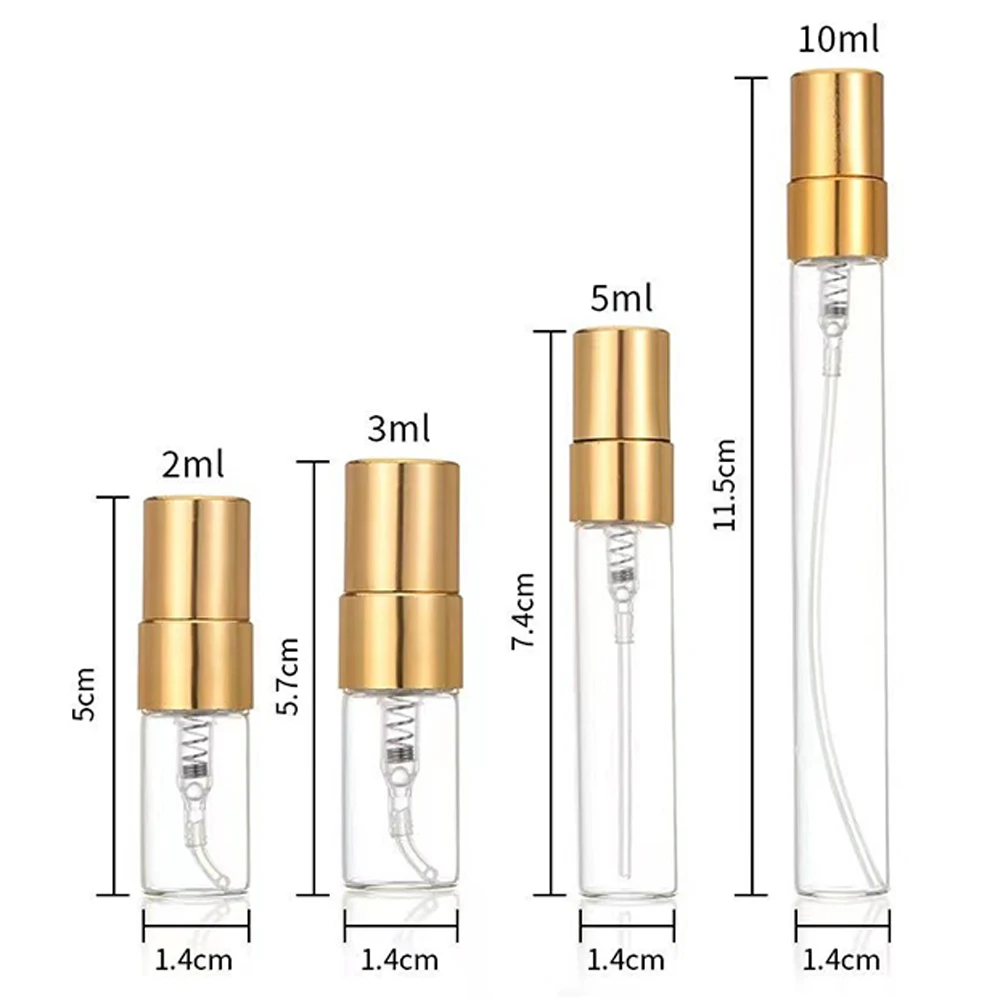 50pcs Empty Perfume Bottle 2ml 3ml 5ml 10ml Spray Bottle Glass Vial Clear Perfume Atomizer Travel Refillable Cosmetic Container