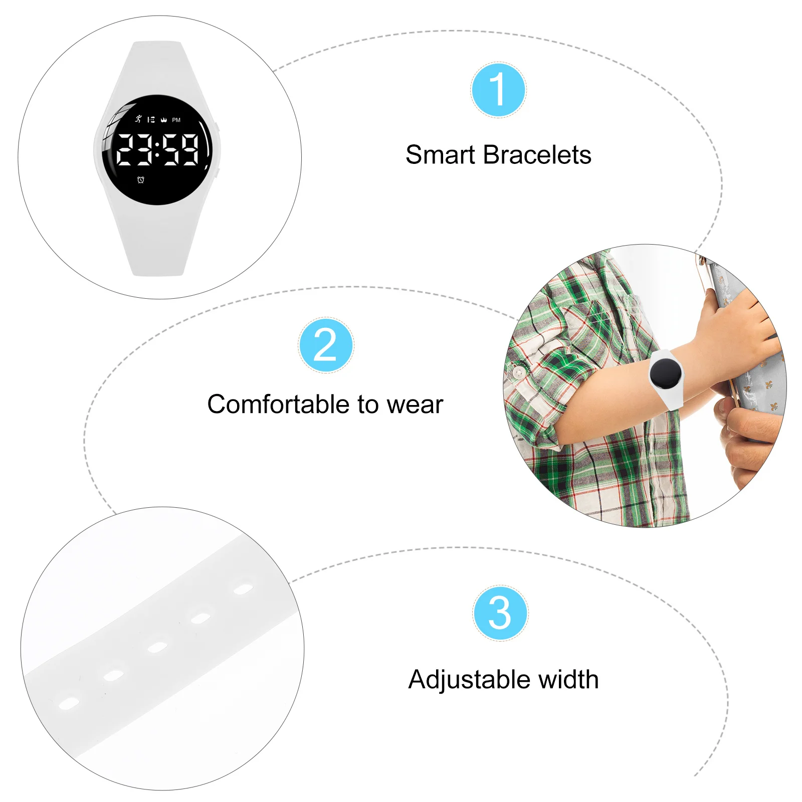 1-delige smartwatch Lichtgewicht siliconen sporthorloge voor waterdichte digitale polsband Multisportmodus Slaap