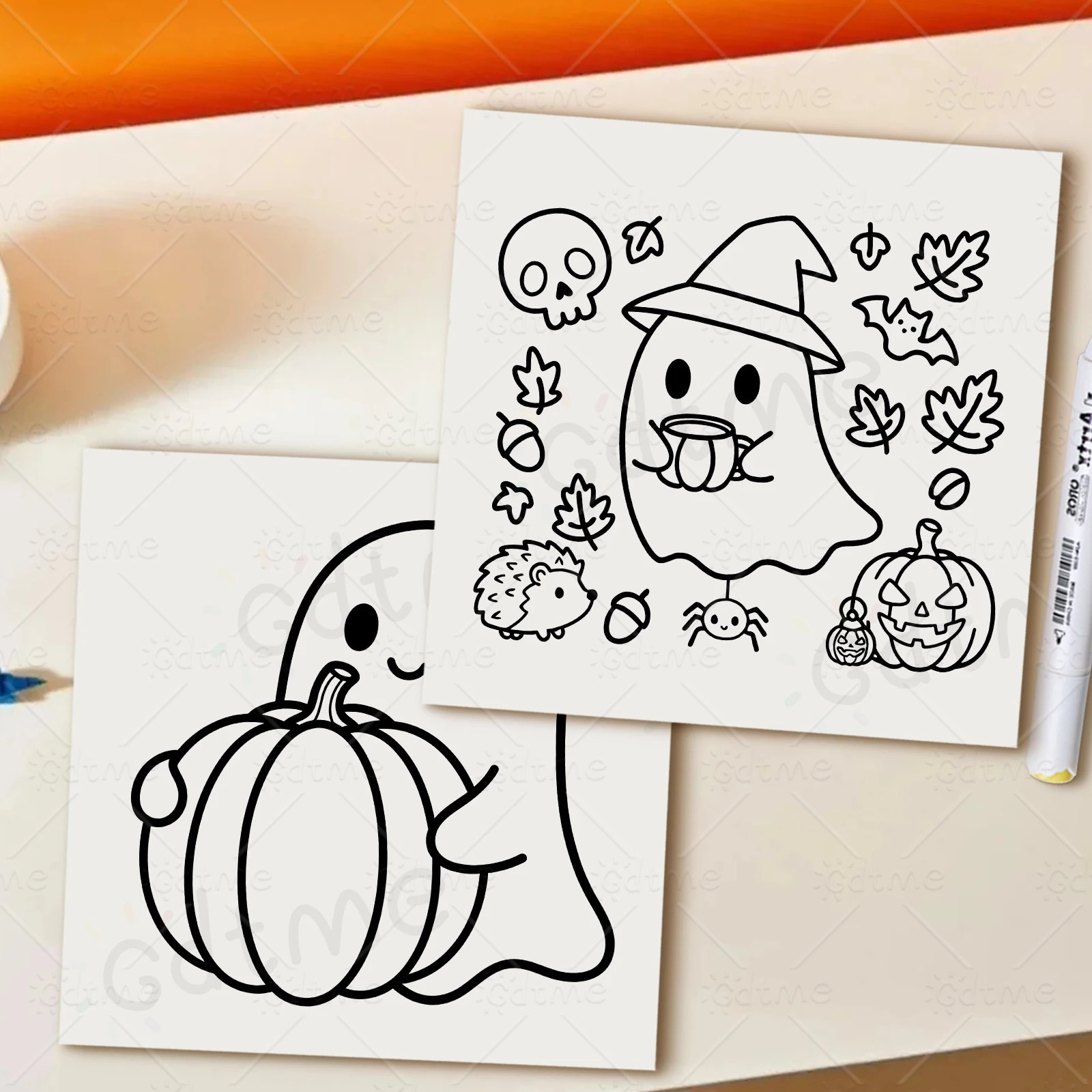 SPOOKY FALL Malbuch mit kräftigen, einfachen Mustern für Erwachsene, niedliches Zeichenbuch, perfektes Geschenk für Party und Geburtstag – Detail 8
