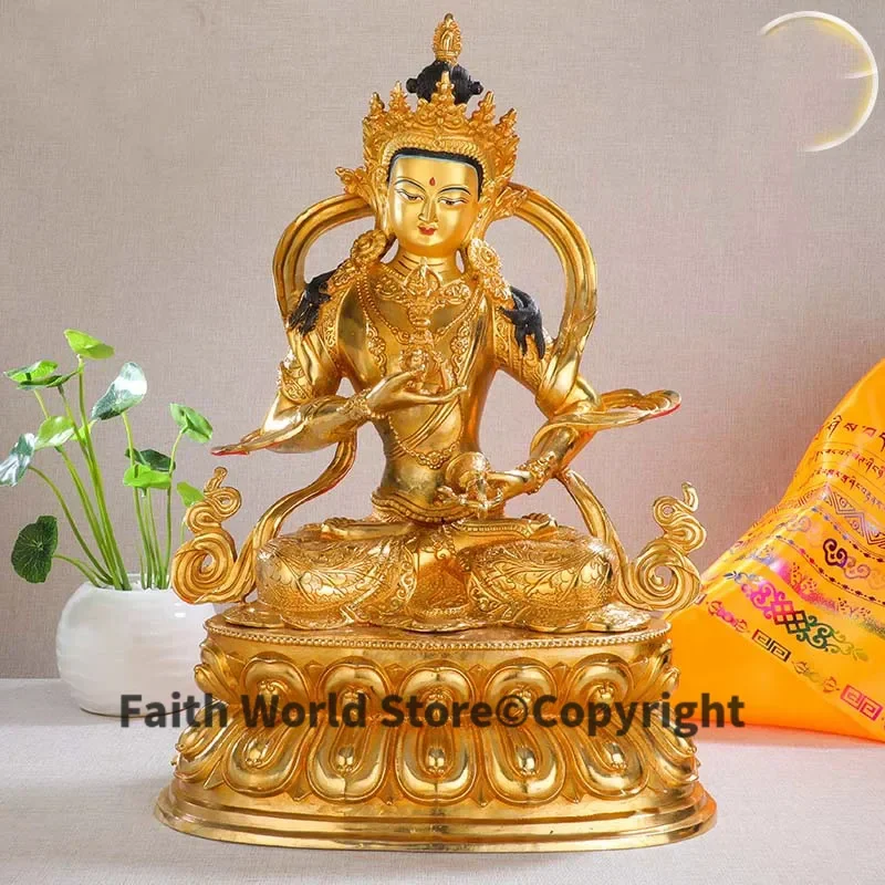 Huge 47cm LARGE HOME Hall fane efficacious Protection Tibetan Buddhism gold-plated Buddhist Vajrasattva Buddha figure statue