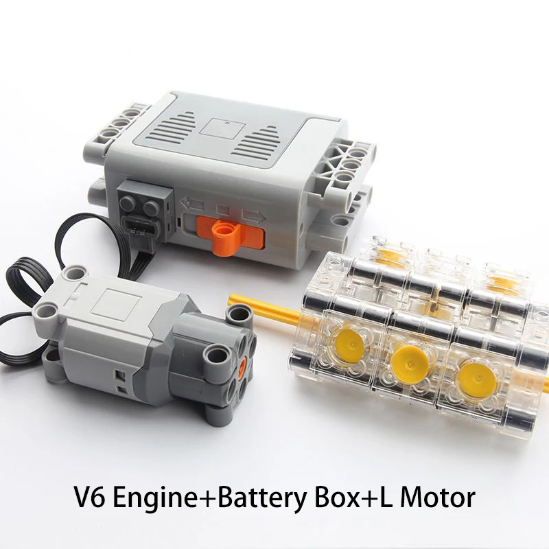 Bloques de construcción MOC, ladrillos de alta tecnología, juguetes, batería de Motor, componentes de potencia de Motor de 2/4/6 cilindros, PF modificado, Compatible con LEGO