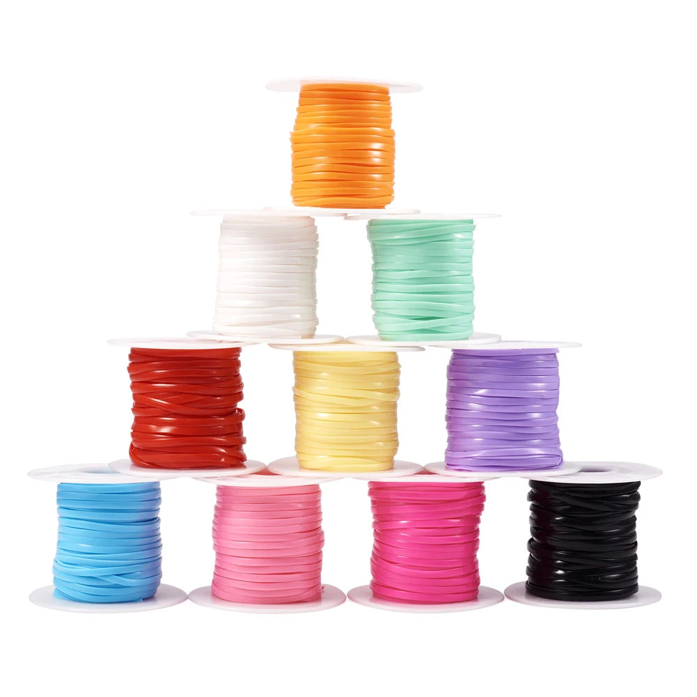 

10 Rolls 2.5mm PVC Synthetic Rubber Cord Flat Hollow Colorful Thread for Jewelry Making DIY Bracelet Necklace Home Decorations