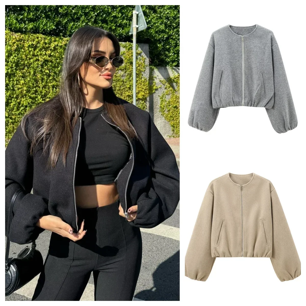 

Куртки-бомберы на молнии для женщин, мягкие укороченные куртки, женская спортивная куртка с длинными рукавами, новая верхняя одежда